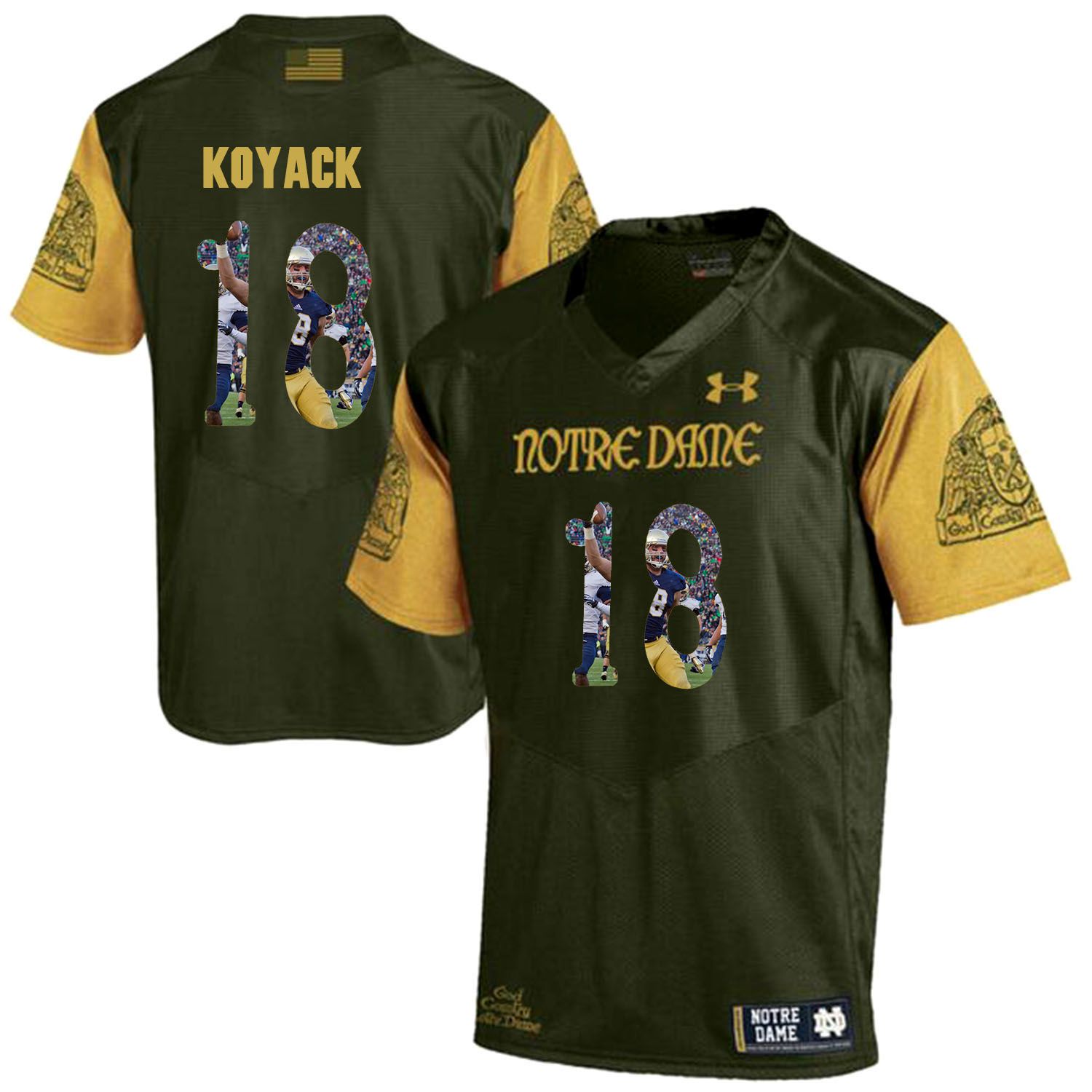 Men Norte Dame Fighting Irish #18 Koyack Green Fashion Edition Customized NCAA Jerseys